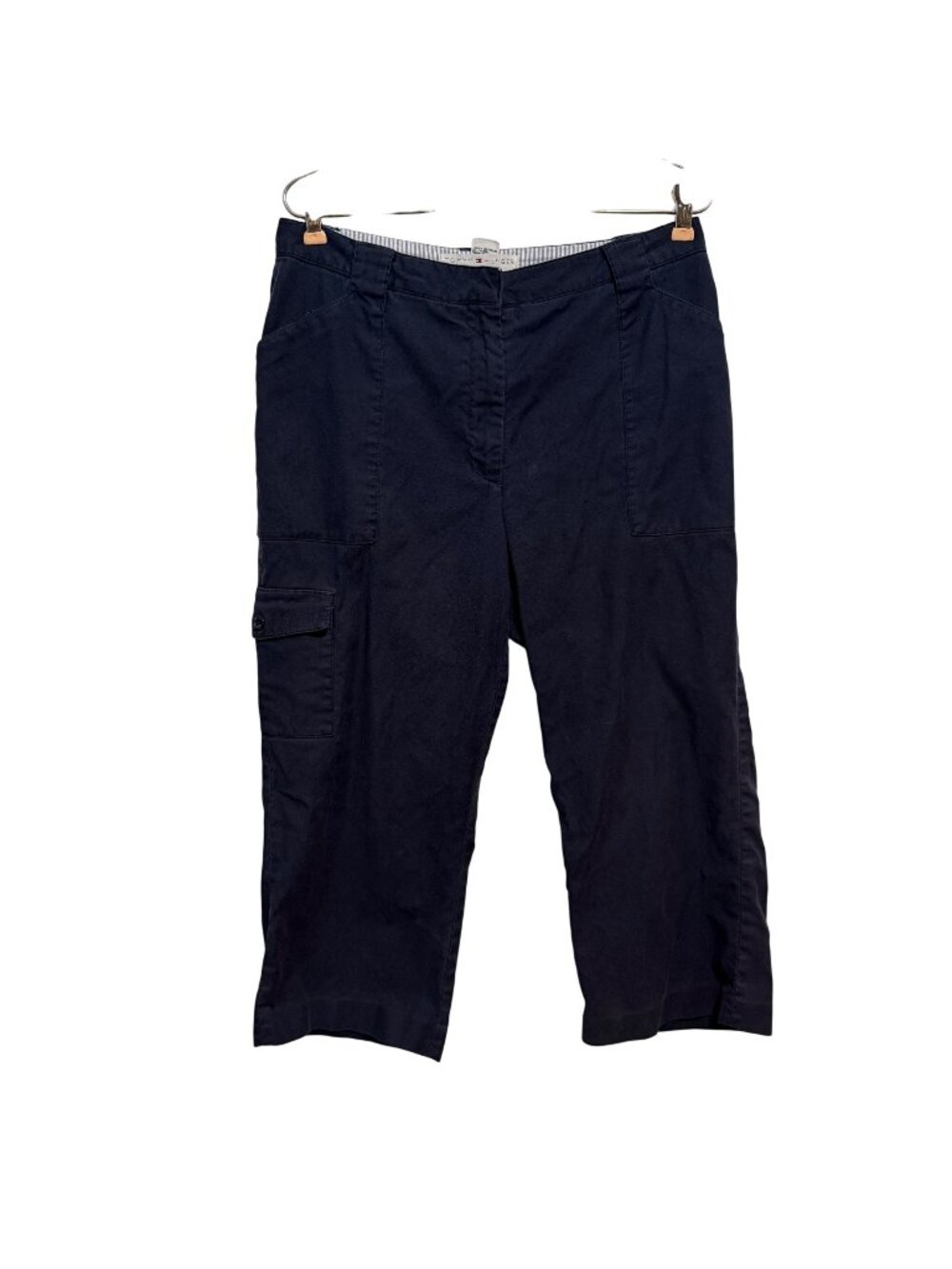 Tommy Hilfiger Soft Navy Cargo Capri Pants Size 10 Womens Cotton Blend